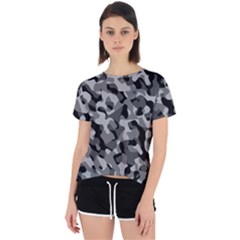 Grey And Black Camouflage Pattern Open Back Sport Tee