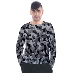 Grey And Black Camouflage Pattern Men s Long Sleeve Raglan Tee