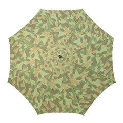 Light Green Brown Yellow Camouflage Pattern Golf Umbrellas by SpinnyChairDesigns