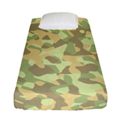 Light Green Brown Yellow Camouflage Pattern Fitted Sheet (single Size) by SpinnyChairDesigns