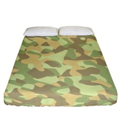 Light Green Brown Yellow Camouflage Pattern Fitted Sheet (king Size) by SpinnyChairDesigns