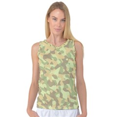 Light Green Brown Yellow Camouflage Pattern Women s Basketball Tank Top by SpinnyChairDesigns