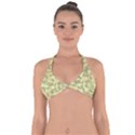 Light Green Brown Yellow Camouflage Pattern Halter Neck Bikini Top View1