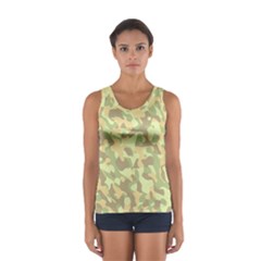 Light Green Brown Yellow Camouflage Pattern Sport Tank Top  by SpinnyChairDesigns