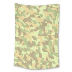 Light Green Brown Yellow Camouflage Pattern Large Tapestry by SpinnyChairDesigns