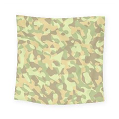 Light Green Brown Yellow Camouflage Pattern Square Tapestry (small) by SpinnyChairDesigns