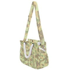 Light Green Brown Yellow Camouflage Pattern Rope Handles Shoulder Strap Bag by SpinnyChairDesigns