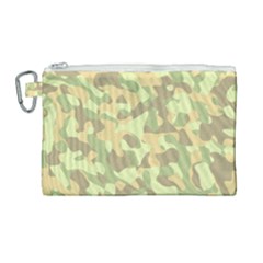 Light Green Brown Yellow Camouflage Pattern Canvas Cosmetic Bag (large) by SpinnyChairDesigns