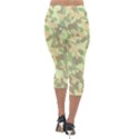 Light Green Brown Yellow Camouflage Pattern Lightweight Velour Capri Leggings  View2