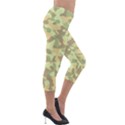 Light Green Brown Yellow Camouflage Pattern Lightweight Velour Capri Leggings  View4