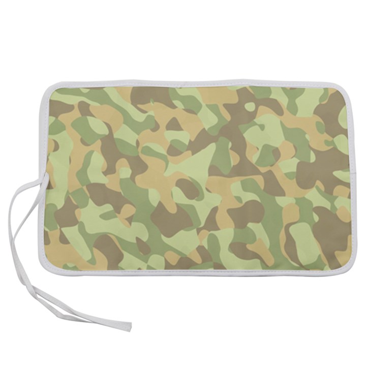 Light Green Brown Yellow Camouflage Pattern Pen Storage Case (L)