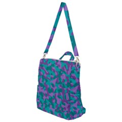 Purple And Teal Camouflage Pattern Crossbody Backpack by SpinnyChairDesigns