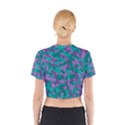 Purple and Teal Camouflage Pattern Cotton Crop Top View2