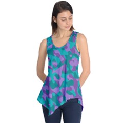 Purple And Teal Camouflage Pattern Sleeveless Tunic by SpinnyChairDesigns