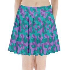 Purple And Teal Camouflage Pattern Pleated Mini Skirt by SpinnyChairDesigns