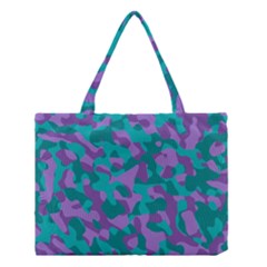 Purple And Teal Camouflage Pattern Medium Tote Bag by SpinnyChairDesigns