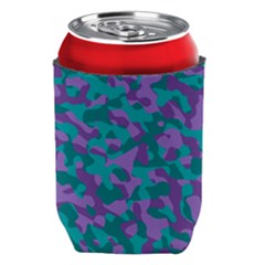 Purple And Teal Camouflage Pattern Can Holder by SpinnyChairDesigns