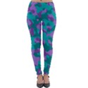 Purple and Teal Camouflage Pattern Lightweight Velour Leggings View1