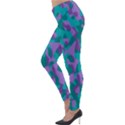 Purple and Teal Camouflage Pattern Lightweight Velour Leggings View3