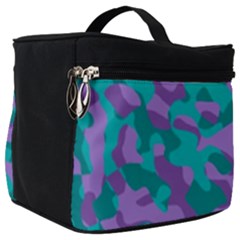 Purple And Teal Camouflage Pattern Make Up Travel Bag (big) by SpinnyChairDesigns