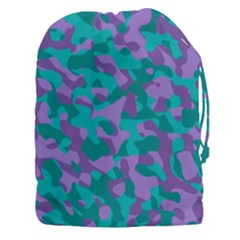 Purple And Teal Camouflage Pattern Drawstring Pouch (3xl) by SpinnyChairDesigns