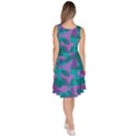 Purple and Teal Camouflage Pattern Knee Length Skater Dress With Pockets View4