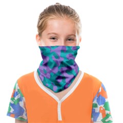 Purple And Teal Camouflage Pattern Face Covering Bandana (kids) by SpinnyChairDesigns