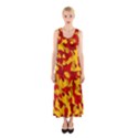 Red and Yellow Camouflage Pattern Sleeveless Maxi Dress View1