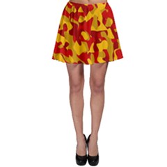 Red and Yellow Camouflage Pattern Skater Skirt