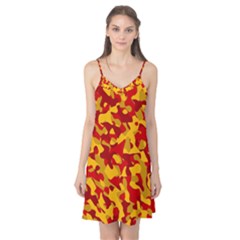 Red And Yellow Camouflage Pattern Camis Nightgown by SpinnyChairDesigns