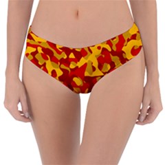 Red and Yellow Camouflage Pattern Reversible Classic Bikini Bottoms