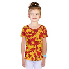 Red and Yellow Camouflage Pattern Kids  One Piece Tee