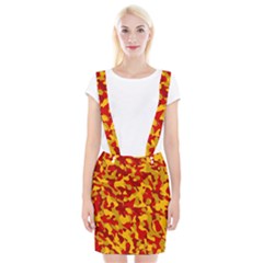 Red and Yellow Camouflage Pattern Braces Suspender Skirt