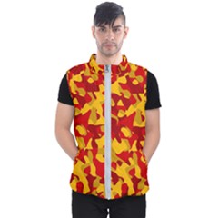 Red and Yellow Camouflage Pattern Men s Puffer Vest