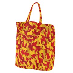 Red and Yellow Camouflage Pattern Giant Grocery Tote