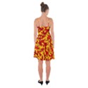 Red and Yellow Camouflage Pattern Ruffle Detail Chiffon Dress View2