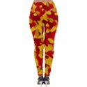 Red and Yellow Camouflage Pattern Lightweight Velour Leggings View2