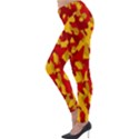 Red and Yellow Camouflage Pattern Lightweight Velour Leggings View3