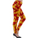 Red and Yellow Camouflage Pattern Lightweight Velour Leggings View4