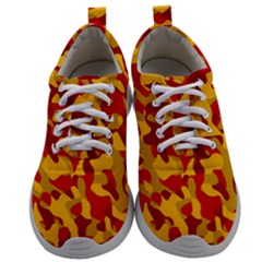 Red and Yellow Camouflage Pattern Mens Athletic Shoes