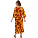 Red and Yellow Camouflage Pattern Grecian Style  Maxi Dress View2