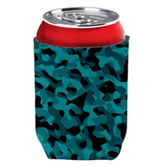 Black And Teal Camouflage Pattern Can Holder by SpinnyChairDesigns