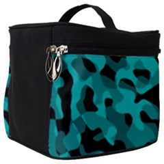 Black And Teal Camouflage Pattern Make Up Travel Bag (big) by SpinnyChairDesigns