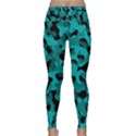 Black and Teal Camouflage Pattern Lightweight Velour Classic Yoga Leggings View1