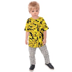 Black and Yellow Camouflage Pattern Kids  Raglan Tee