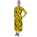 Black and Yellow Camouflage Pattern Velvet Maxi Wrap Dress View2