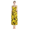 Black and Yellow Camouflage Pattern Button Up Chiffon Maxi Dress View1