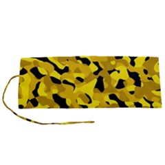 Black and Yellow Camouflage Pattern Roll Up Canvas Pencil Holder (S)