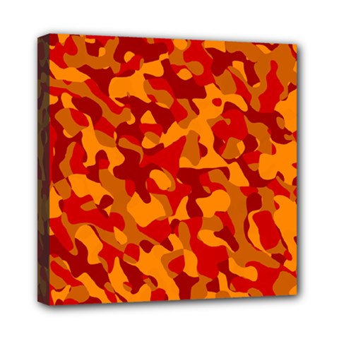 Red And Orange Camouflage Pattern Mini Canvas 8  X 8  (stretched) by SpinnyChairDesigns