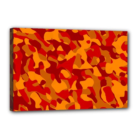 Red And Orange Camouflage Pattern Canvas 18  X 12  (stretched) by SpinnyChairDesigns